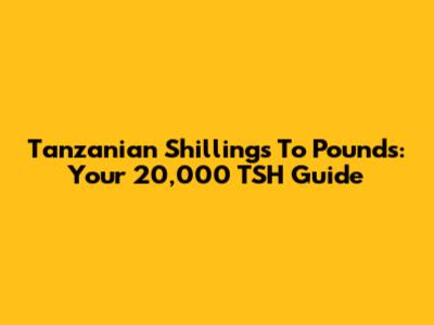 Tanzanian Shillings To Pounds: Your 20,000 TSH Guide