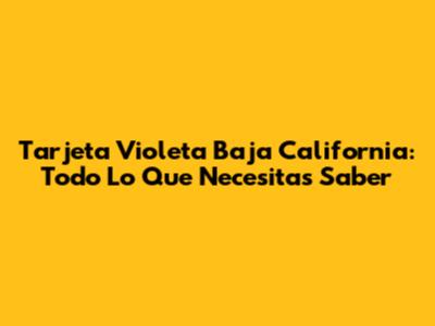 Tarjeta Violeta Baja California: Todo Lo Que Necesitas Saber