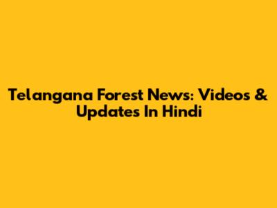 Telangana Forest News: Videos & Updates In Hindi
