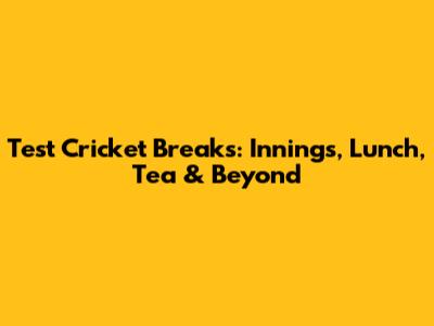 Test Cricket Breaks: Innings, Lunch, Tea & Beyond