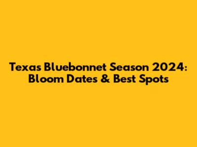 Texas Bluebonnet Season 2024: Bloom Dates & Best Spots