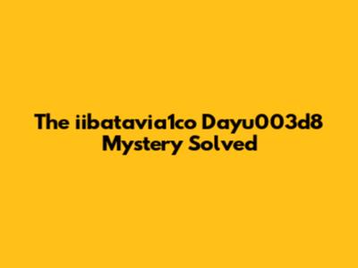 The "iibatavia1co Dayu003d8" Mystery Solved