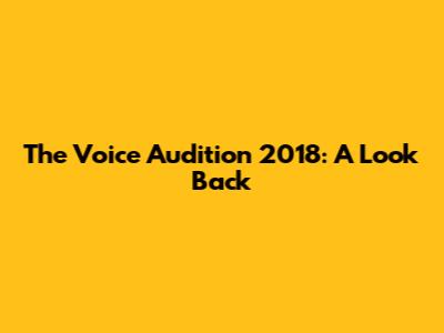 The Voice Audition 2018: A Look Back