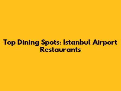 Top Dining Spots: Istanbul Airport Restaurants