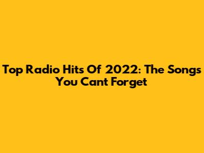 Top Radio Hits Of 2022: The Songs You Can't Forget