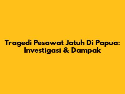 Tragedi Pesawat Jatuh Di Papua: Investigasi & Dampak