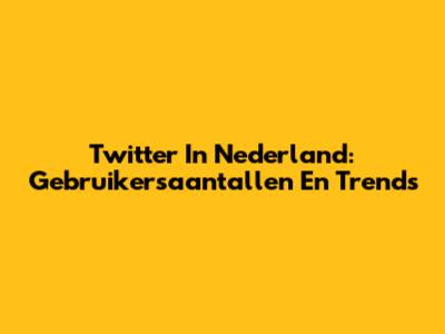 Twitter In Nederland: Gebruikersaantallen En Trends