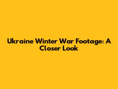 Ukraine Winter War Footage: A Closer Look