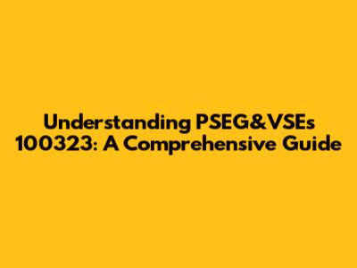 Understanding PSEG&VSE's 100323: A Comprehensive Guide