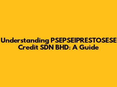Understanding PSEPSEIPRESTOSESE Credit SDN BHD: A Guide