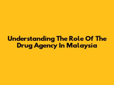 Understanding The Role Of The Drug Agency In Malaysia