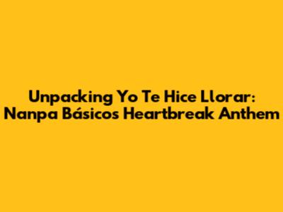 Unpacking 'Yo Te Hice Llorar': Nanpa Básico's Heartbreak Anthem