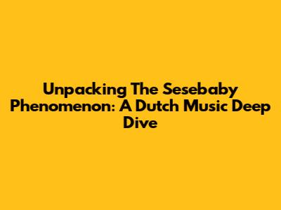 Unpacking The 'Sesebaby' Phenomenon: A Dutch Music Deep Dive