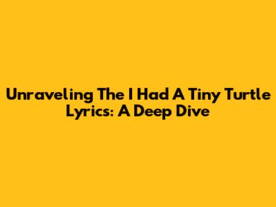 Unraveling The 'I Had A Tiny Turtle' Lyrics: A Deep Dive