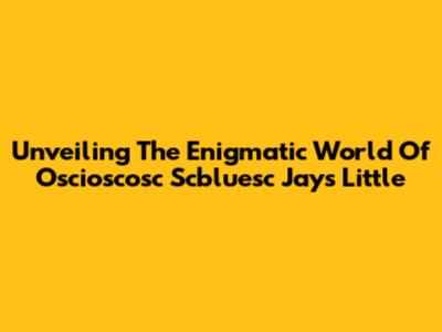 Unveiling The Enigmatic World Of Oscioscosc Scbluesc Jays Little