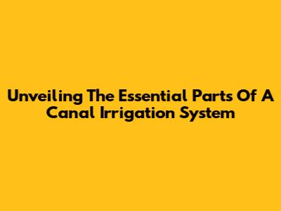 Unveiling The Essential Parts Of A Canal Irrigation System