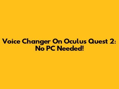 Voice Changer On Oculus Quest 2: No PC Needed!