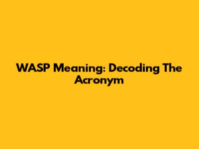 WASP Meaning: Decoding The Acronym