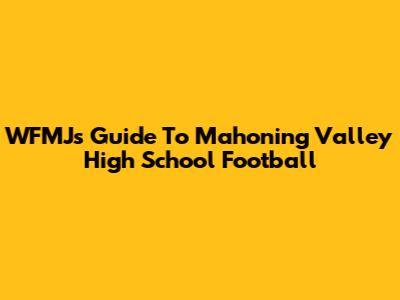 WFMJ's Guide To Mahoning Valley High School Football