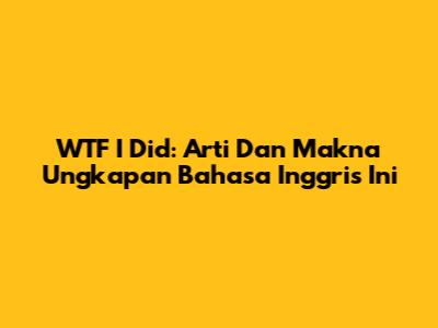 WTF I Did: Arti Dan Makna Ungkapan Bahasa Inggris Ini