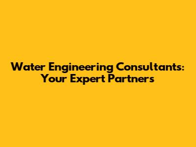 Water Engineering Consultants: Your Expert Partners