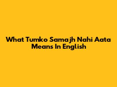 What "Tumko Samajh Nahi Aata" Means In English