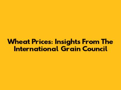 Wheat Prices: Insights From The International Grain Council