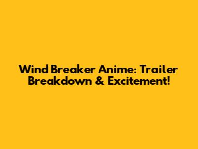Wind Breaker Anime: Trailer Breakdown & Excitement!
