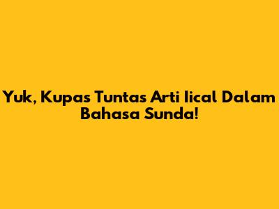 Yuk, Kupas Tuntas Arti 'Iical' Dalam Bahasa Sunda!