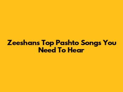 Zeeshan's Top Pashto Songs You Need To Hear