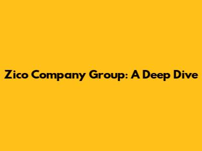 Zico Company Group: A Deep Dive
